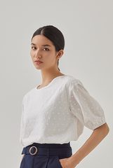 Ayla Floral Embroidery Blouse in White