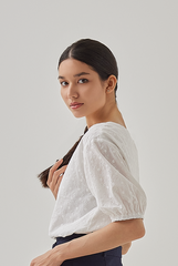 Ayla Floral Embroidery Blouse in White