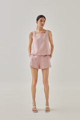 Roux Sleeveless Tweed Top in Baby Pink