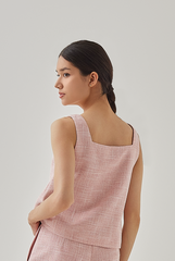 Roux Sleeveless Tweed Top in Baby Pink