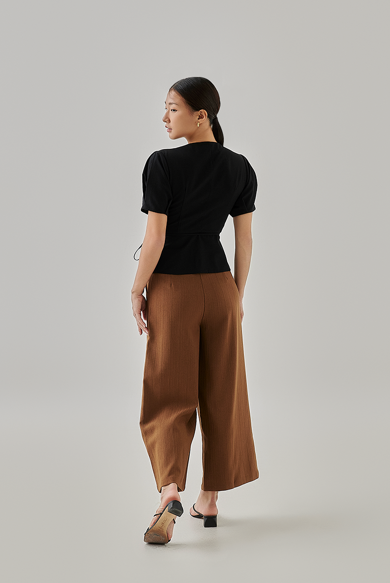 Liza Front Wrap Blouse in Black