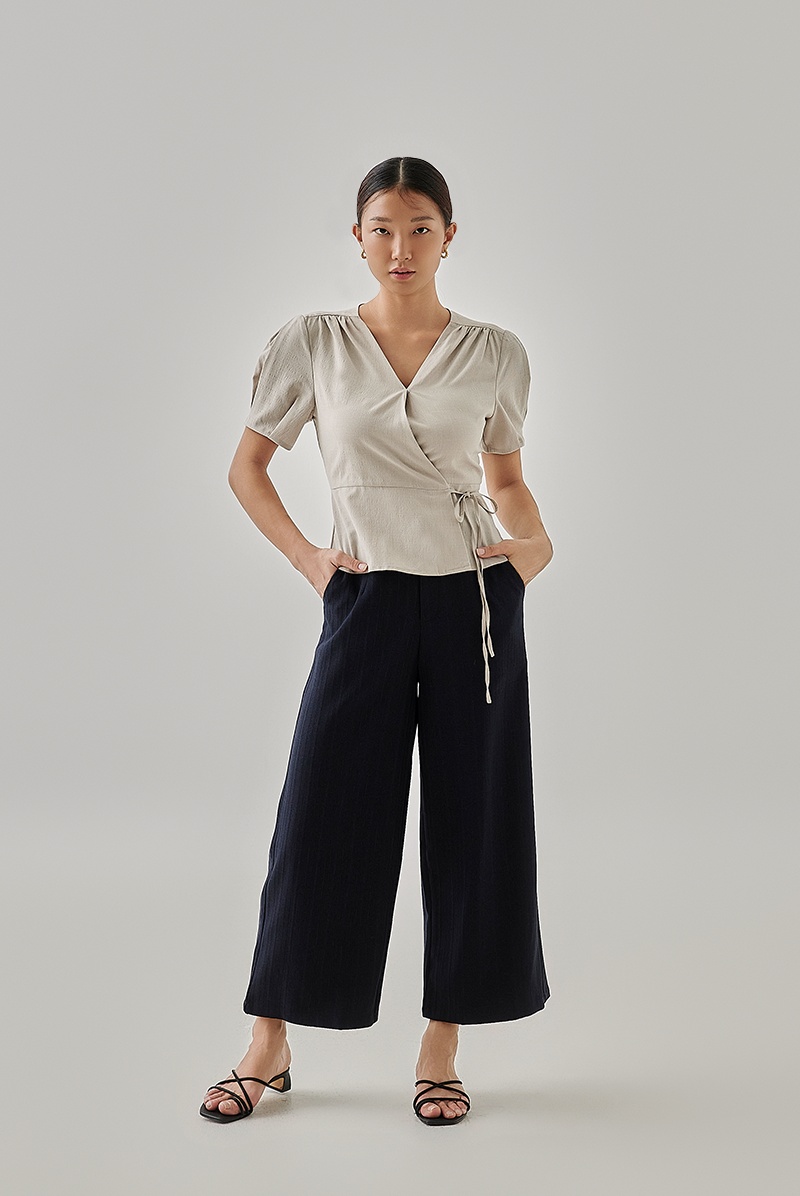Liza Front Wrap Blouse in Khaki