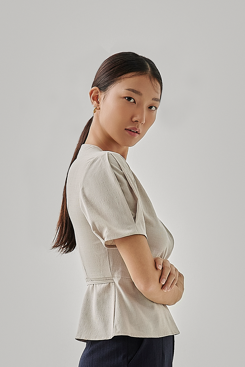 Liza Front Wrap Blouse in Khaki
