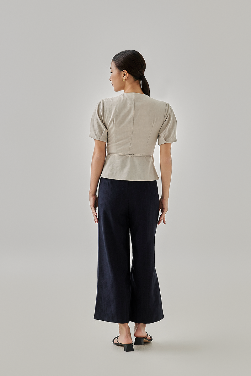 Liza Front Wrap Blouse in Khaki