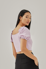 Kennedy Elasticated Puff Sleeves Top in Lavender