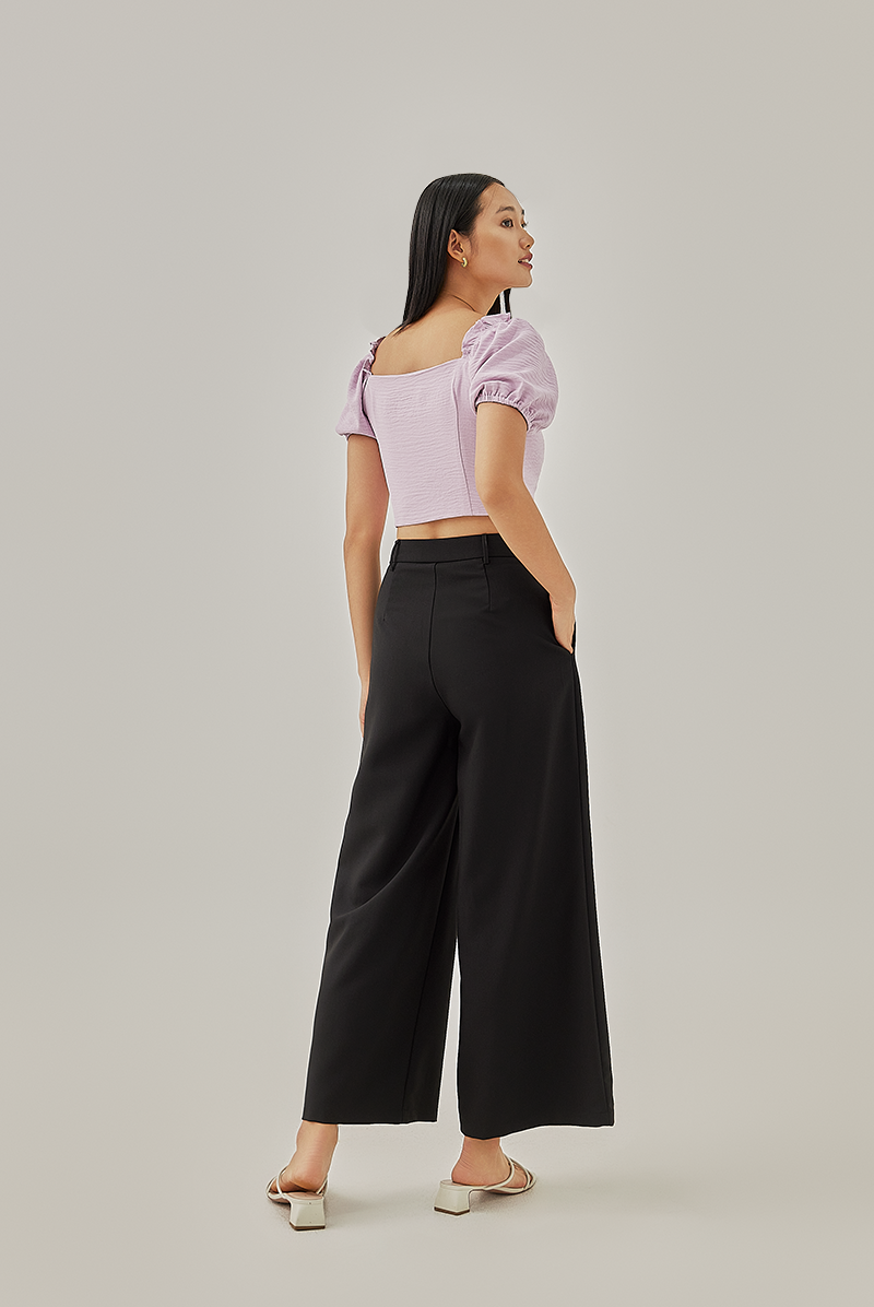 Kennedy Elasticated Puff Sleeves Top in Lavender