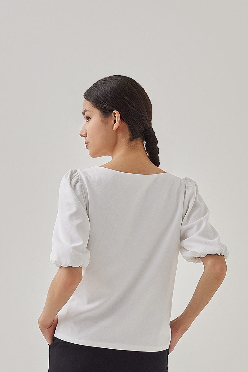 Eden Puff Sleeves Blouse in White