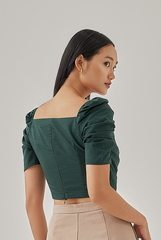 Gayle Faux Wrap Top in Pine