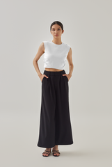 Rain Padded Shoulder Crop Top in White