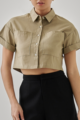 Kerine Utility Crop Top in Khaki