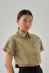 Kerine Utility Crop Top in Khaki