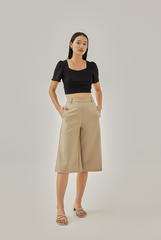 Melanie Textured Crop Top in Black