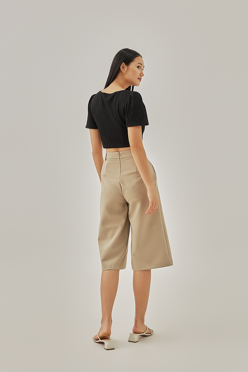Melanie Textured Crop Top in Black