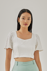 Melanie Textured Crop Top in White 