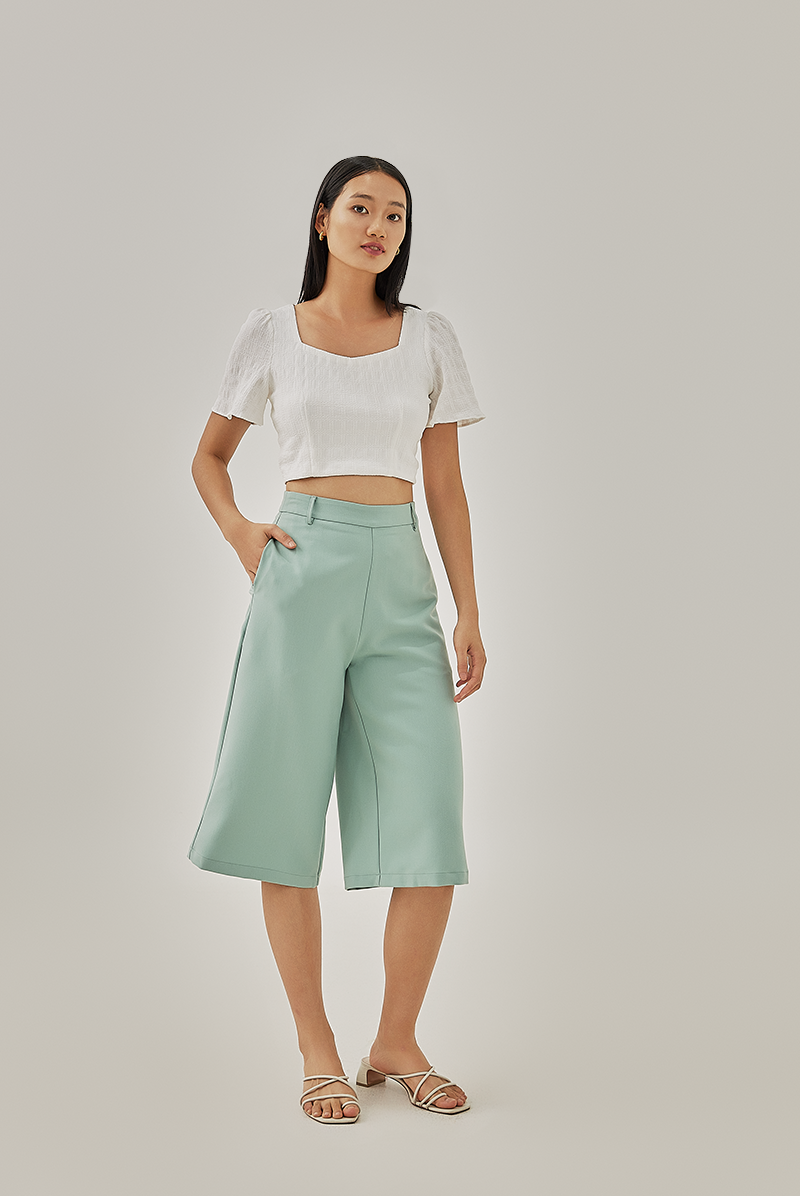 Melanie Textured Crop Top in White 