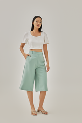 Melanie Textured Crop Top in White 