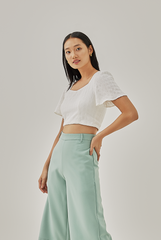 Melanie Textured Crop Top in White 