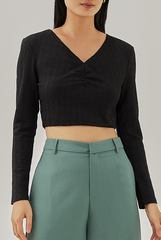 Melisia Ruched Crop Top in Black