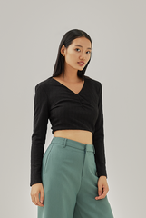 Melisia Ruched Crop Top in Black