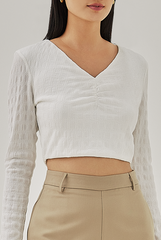 Melisia Ruched Crop Top in White
