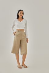 Melisia Ruched Crop Top in White