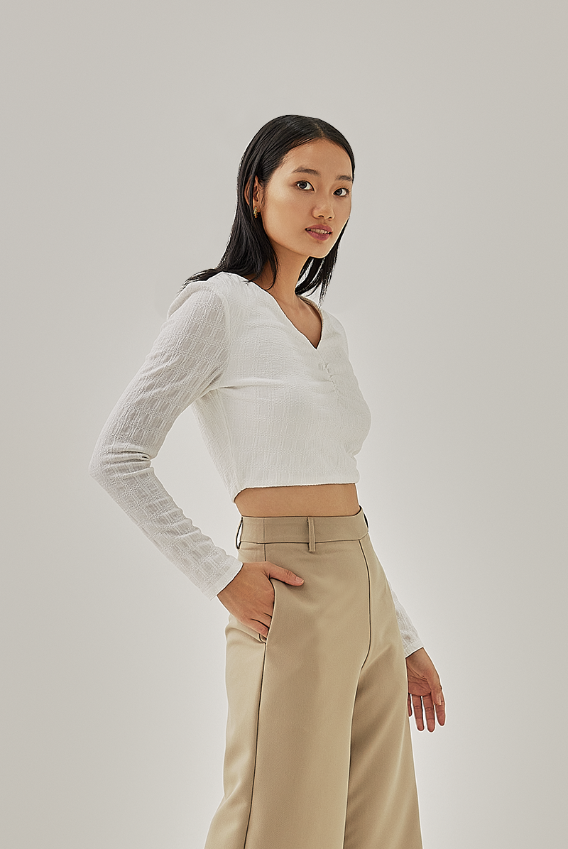 Melisia Ruched Crop Top in White
