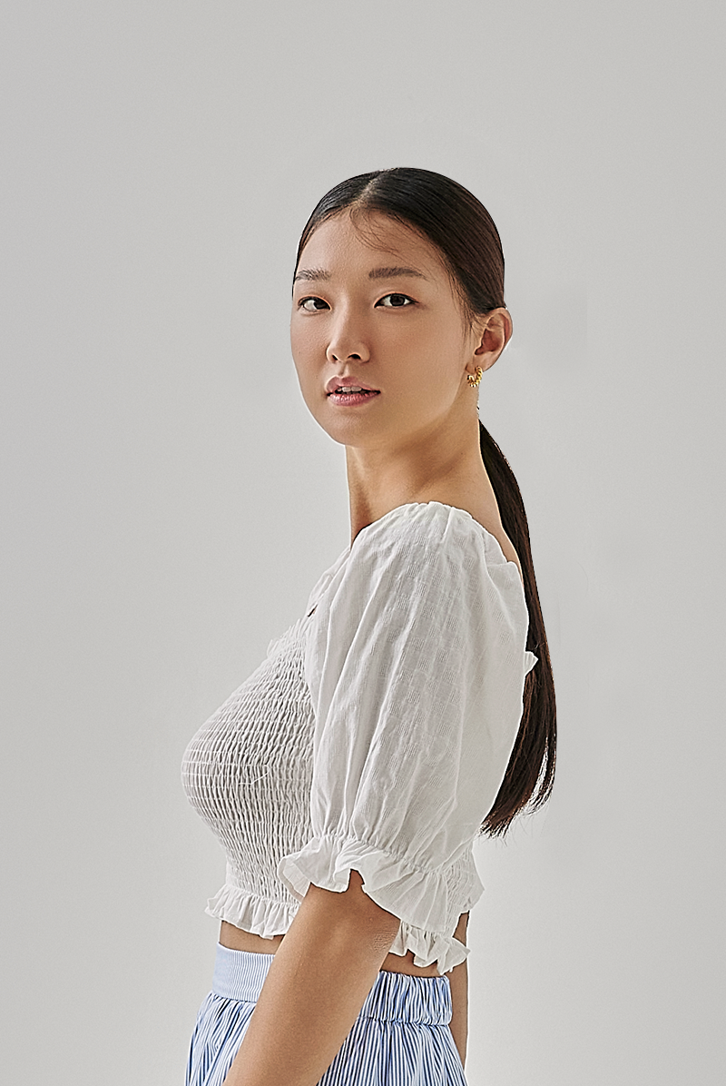 Sharlene Smocked Crop Top in White