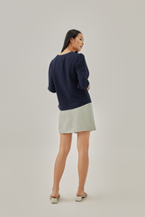 Isabelle Buttoned Blouse in Navy Blue