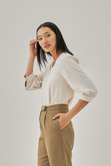 Isabelle Buttoned Blouse in Powder