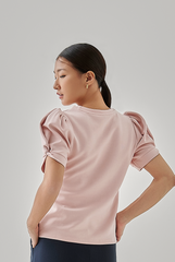 Alana Puff Sleeve Top in Baby Pink