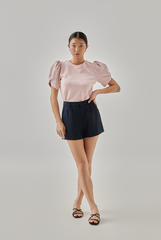 Alana Puff Sleeve Top in Baby Pink