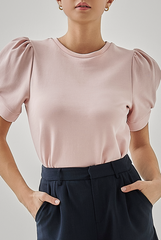 Alana Puff Sleeve Top in Baby Pink