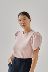 Alana Puff Sleeve Top in Baby Pink