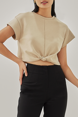 Rowan Knotted Crop Top in Khaki