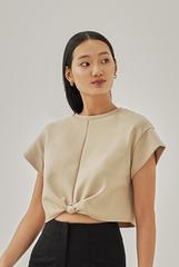 Rowan Knotted Crop Top in Khaki