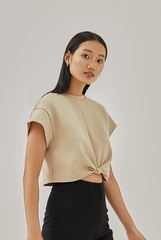 Rowan Knotted Crop Top in Khaki