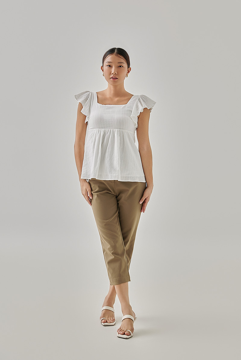 Rhianne Smocked Peplum Blouse in White