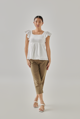 Rhianne Smocked Peplum Blouse in White