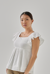 Rhianne Smocked Peplum Blouse in White