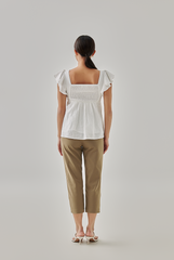 Rhianne Smocked Peplum Blouse in White