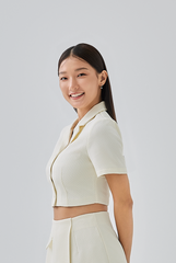 Komi Waffle-Textured Top in Cream