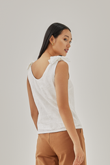 Ondre Textured Ribbon Top in White