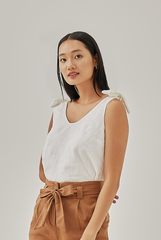 Ondre Textured Ribbon Top in White