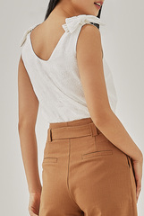 Ondre Textured Ribbon Top in White