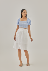 Joyann Smocked Crop Top in Baby Blue