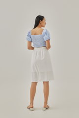 Joyann Smocked Crop Top in Baby Blue