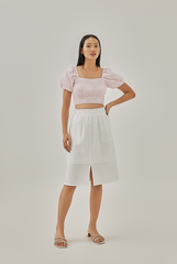 Joyann Smocked Crop Top in Blush