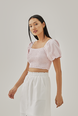 Joyann Smocked Crop Top in Blush