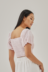 Joyann Smocked Crop Top in Blush