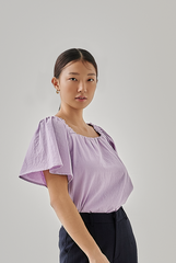 Anastasia Ruched Sleeves Top in Light Purple